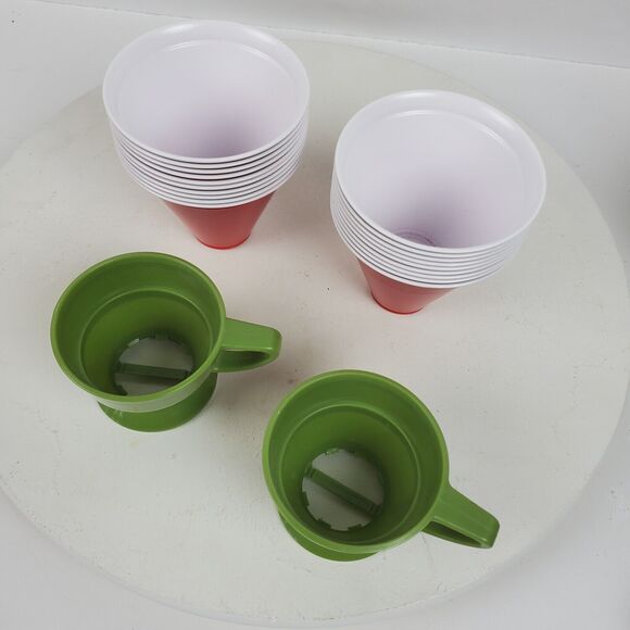 Vintage Mid Century Coffee Cup Holders w/ Red Solo Cups SET OF 2 - Picture 5 of 6